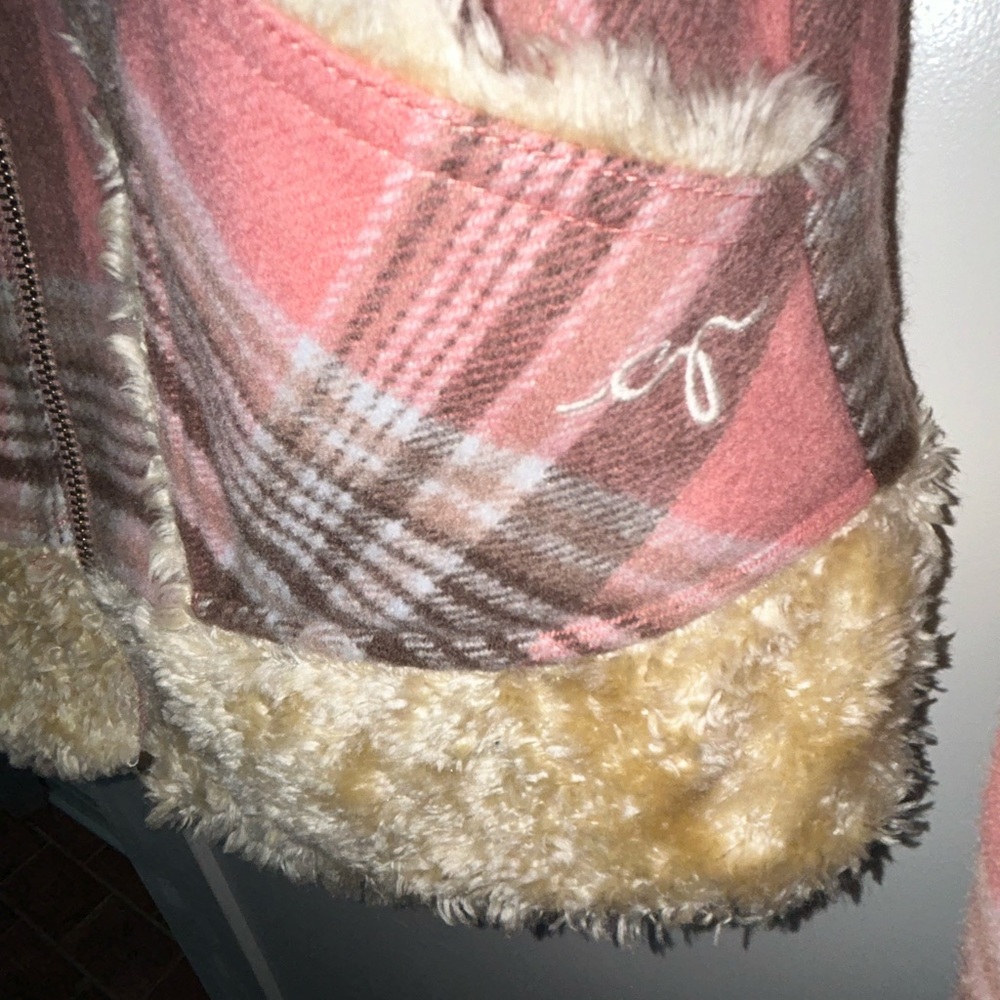 vintage Guess jeans wool blend plaid bomber coat with sherpa accents sz M EUC LN - Picture 5 of 15